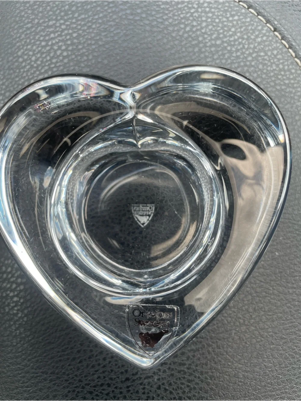 Orrefors Clear Heart Crystal Dish